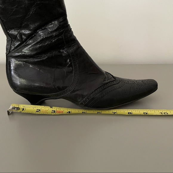 Goffredo Fantini Black Leather Kitten Heel Boots Size 36.5 Made In Italy - Picture 10 of 15